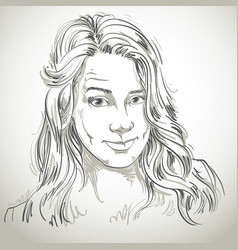 Hand-drawn Portrait Of White-skin Skeptic Woman