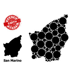 Scratched Earth Stamp Seal And San Marino Map