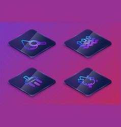 Set Isometric Line Drop And Magnifying Glass