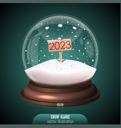 2023 Red Snow Globe On Green Background Merry