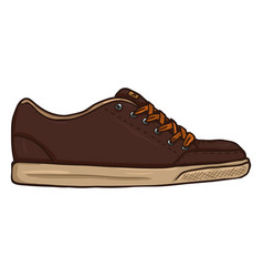 Cartoon - Pair Brown Skaters Shoes Side View