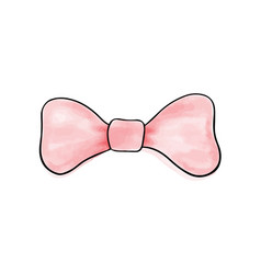 Red Bow Watercolor Doodle Element