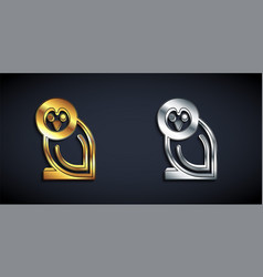 Gold And Silver Owl Bird Icon Isolated On Black