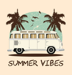 Retro Beach Van For T-shirt Print Summer Design