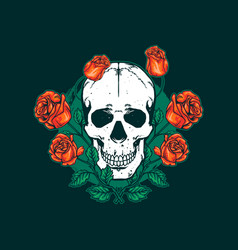 Skull And Rose Flower Artwork