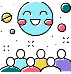 Space Kids Party Color Icon