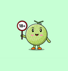 Cute Cartoon Melon Holding 18 Plus Sign Board