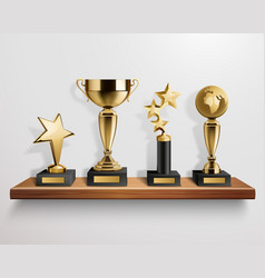 Realistic Trophy Awards On Shelf