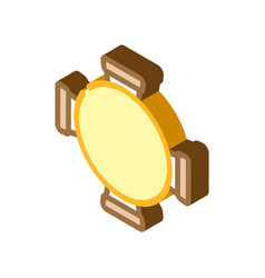 Round Table Chair Top View Isometric Icon