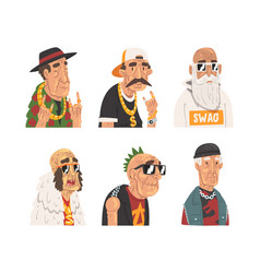 Set Of Different Elderly People In Trendy Outfit