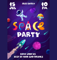 Space Party Flyer Rocket Planets Ufo Astronaut