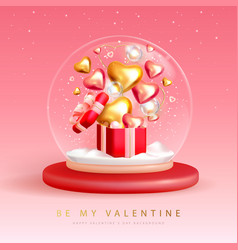 Valentines Day Poster With Love Heart And Gift Box