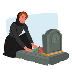 Female Character Grieving On Cemetery Woman