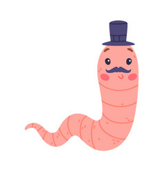 Funny Pink Worm Character With Long Tube Body