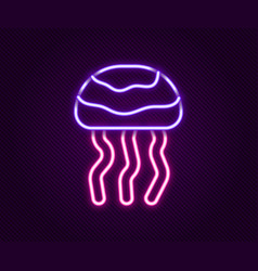 Glowing Neon Line Jellyfish Icon Isolated On Black