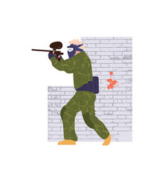 Paintball Gamer Cartoon Character Shooting