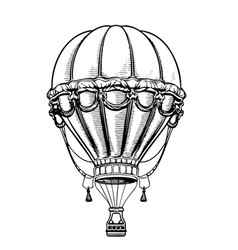 Hot Air Balloon Aerostat Retro Sketch Hand Drawn