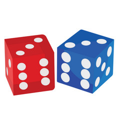 Blue And Red Dice On A White Background