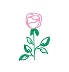 Rose Flower With Leaves Clipart Simple Hand Drawn