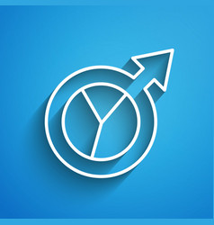 White Line Financial Growth Icon Isolated On Blue