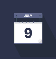 9th July Calendar Icon July 9 Calendar Date Month