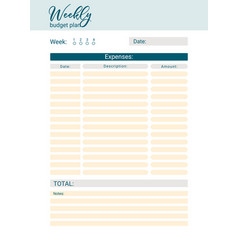 Weekly Personal Monthly Budget Planner