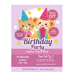 Birthday Poster Template Cute Monkey And Cat