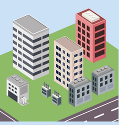 Buildings In Street Isometric