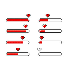 Pixel Heart Loading Bars 8 Bit Video Game Icons