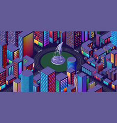 Background With City View With Isometric