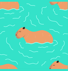 Cartoon Capybara Seamless Pattern