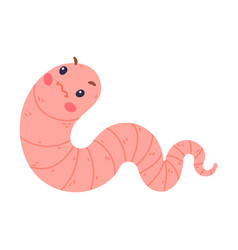 Funny Pink Worm Character With Long Tube Body