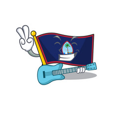 A Mascot Flag Guam Performance With Guitar