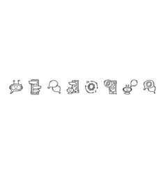 Chat Bot Hand Drawn Doodle Icons Set Of Chatbot