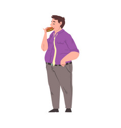 Fat Man Eating Hamburger Obese Person Enjoying