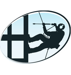 High Rise Window Cleaner On A Skyscraper Symbol