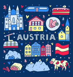 Poster With Lettering And Doodle Colorful Austria