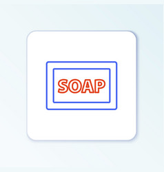 Line Bar Of Soap With Foam Icon Isolated On White