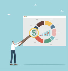 Man With Magnifier Near Pie Segment Chart