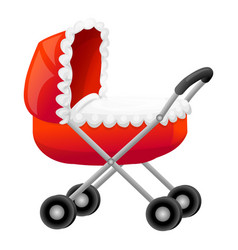 Red Waterproof Pram Icon Cartoon Style