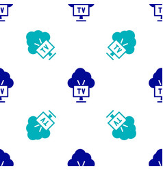 Blue Smart Tv Icon Isolated Seamless Pattern