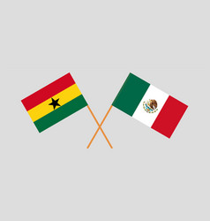 Crossed Flags Of Ghana And Mexico Official Colors