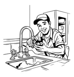 Plumber In The Kitchen Black And White