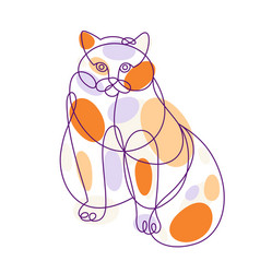 Fat And Lazy Cat Line Art Linear Drawing Of