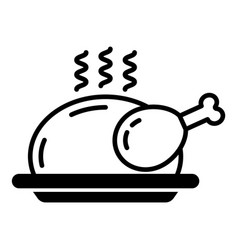 Hot Turkey On Plate Flat Icon Isolated White