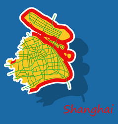 Sticker Detailed Shanghai City Road Network Map