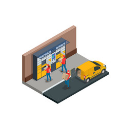 Isometric Parcel Locker Postman And Locker