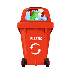 Red Trash Bin For Plastic