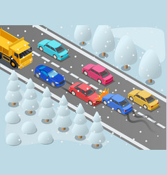 Winter Motorway Isometric Composition