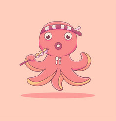 Cute Octopus Eating Takoyaki